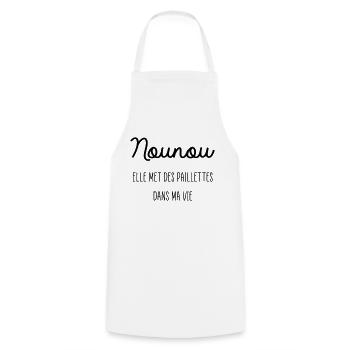 nounou elle met des paillettes dans ma vie - Tablier de cuisine - blanc - Devant - AI Model Male 185 dark (185cm)
