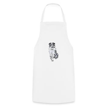Border Collie Black Merle Comic - Cooking Apron - white - Front - AI Model Male 185 dark (185cm)