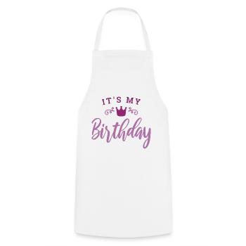 My birthday - Cooking Apron - white - Front - AI Model Male 185 dark (185cm)