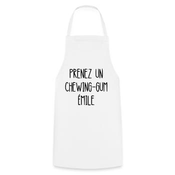 prenez un chewing-gum émile - Tablier de cuisine - blanc - Devant - AI Model Male 185 dark (185cm)