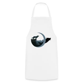 Loup au clair de lune - Tablier de cuisine - blanc - Devant - AI Model Male 185 dark (185cm)