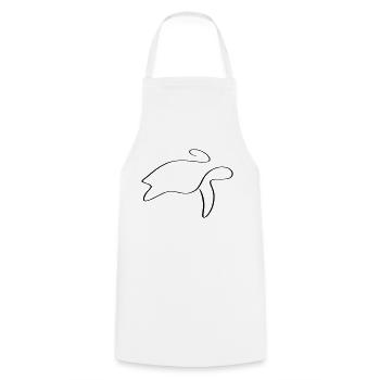 Turtle Line Art - Minimalist - Cooking Apron - white - Front - AI Model Male 185 dark (185cm)