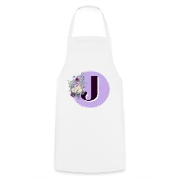 lettre J Couronne de fleurs - Tablier de cuisine - blanc - Devant - AI Model Male 185 dark (185cm)