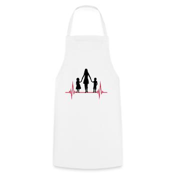 Herzschlag Mama Kinder - Kochschürze - Weiß - Vorne - AI Model Male 185 dark (185cm)