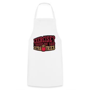 Exercise Extra Fries Quote - Cooking Apron - white - Front - AI Model Male 185 dark (185cm)