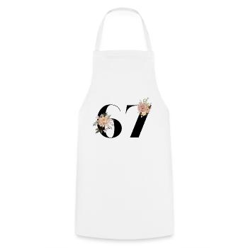 67th Anniversary flowers (Gift of 67 years) - Cooking Apron - white - Front - AI Model Male 185 dark (185cm)