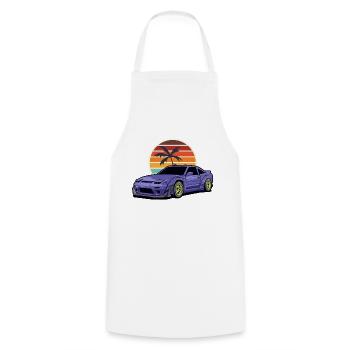 DRIFT CAR JDM - Cooking Apron - white - Front - AI Model Male 185 dark (185cm)
