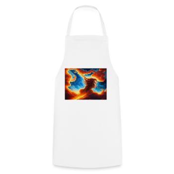 blue red sky with a woman illustration - Cooking Apron - white - Front - AI Model Male 185 dark (185cm)