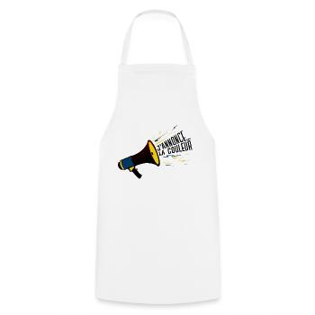 porte voix annonce couleur elcair humour 304 B - Tablier de cuisine - blanc - Devant - AI Model Male 185 dark (185cm)