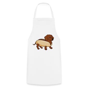 Hot-dog pour chien teckel - Tablier de cuisine - blanc - Devant - AI Model Male 185 dark (185cm)
