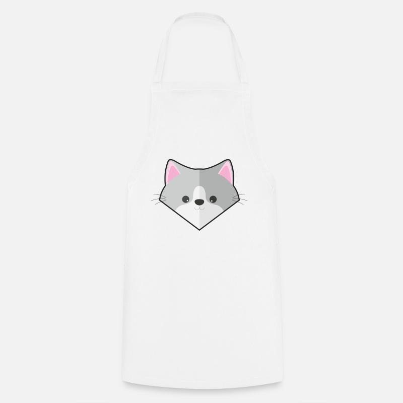 Cute Simple Cat - Cooking Apron - white