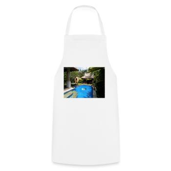 Private Pool Villa auf Bali - Kochschürze - Weiß - Vorne - AI Model Male 185 dark (185cm)