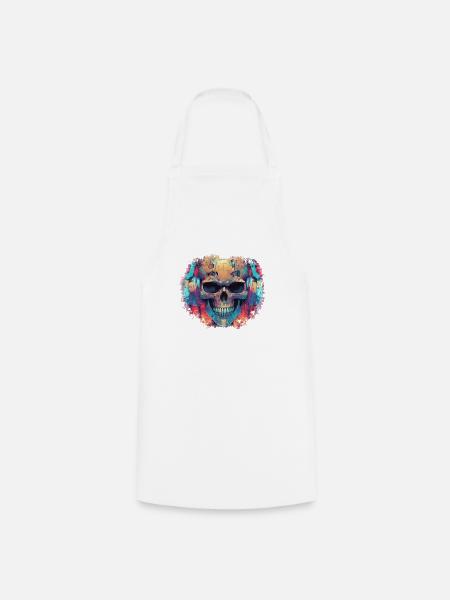 Cyberpunk Skull // TechSkull Matrix - Kochschürze - Weiß