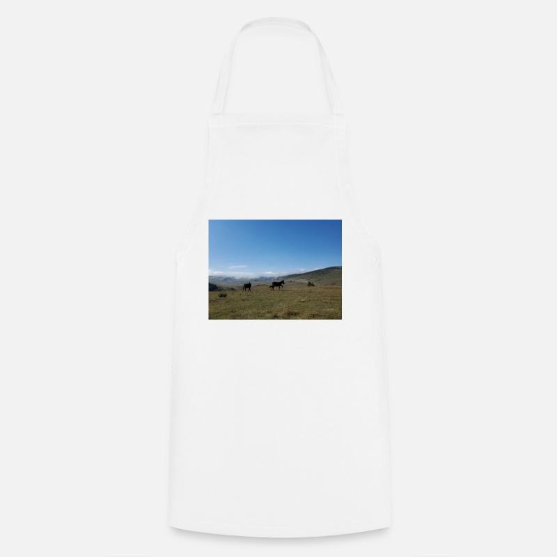 Donkeys, Mountains, Meadows - Cooking Apron - white