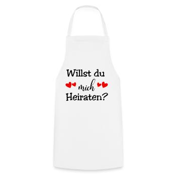 Willst du mich Heiraten - Kochschürze - Weiß - Vorne - AI Model Male 185 dark (185cm)