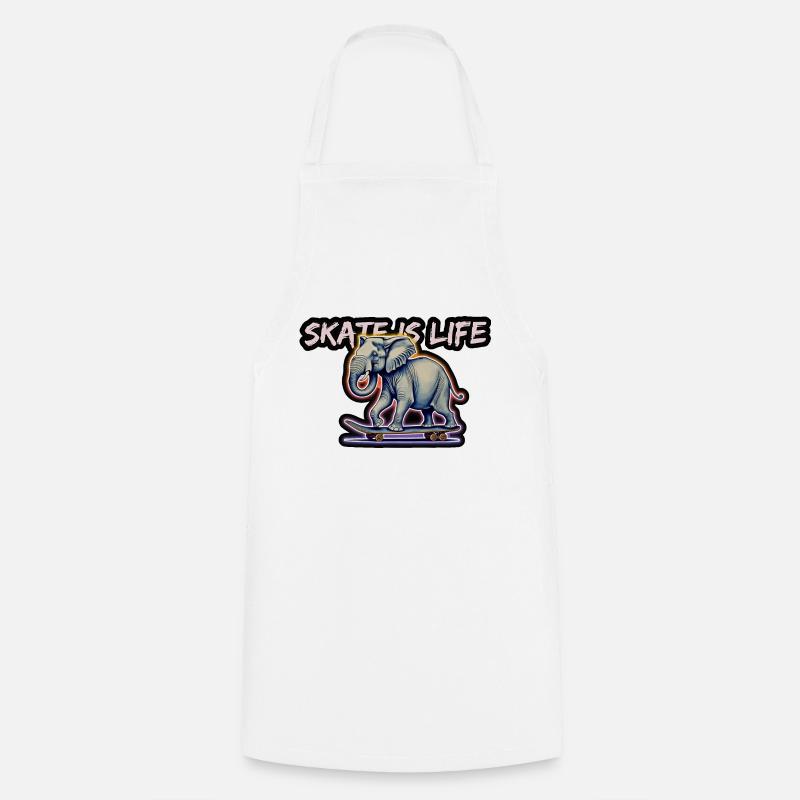 Elephant Skater - Cooking Apron - white