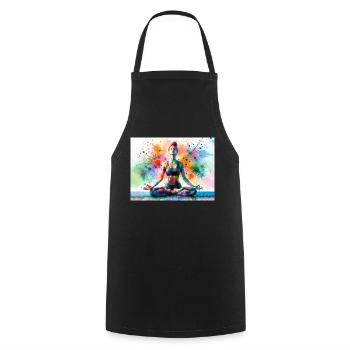 Yoga Exercise - Cooking Apron - black - Front - AI Model Male 185 dark (185cm)