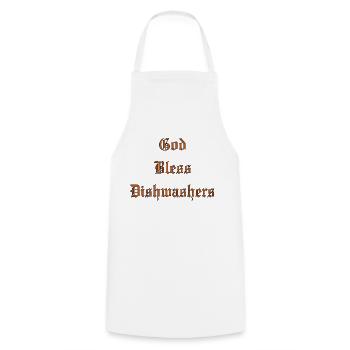 GodBlessDishwashers - Cooking Apron - white - Front - AI Model Male 185 dark (185cm)