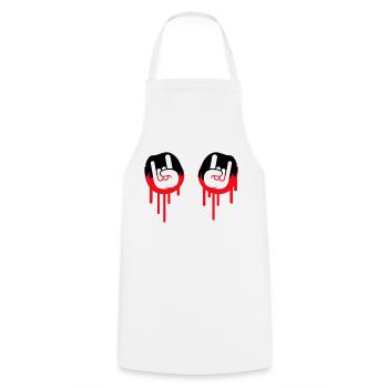 Heavy Metal Hard Rock Graffiti Horns Hand Gesture - Cooking Apron - white - Front - AI Model Male 185 dark (185cm)