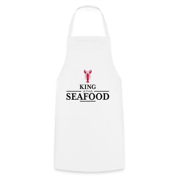 king of Seafood - Cooking Apron - white - Front - AI Model Male 185 dark (185cm)