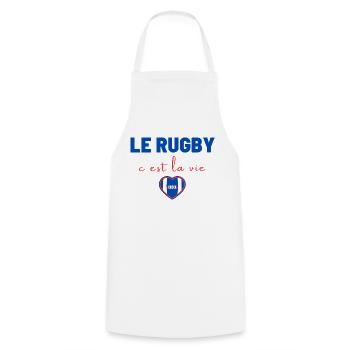 Rugby is life,Rugby,Rugbywoman,Rugbyman - Cooking Apron - white - Front - AI Model Male 185 dark (185cm)