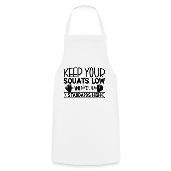 Squat Slow - Kochschürze - Weiß - Vorne - AI Model Male 185 dark (185cm)