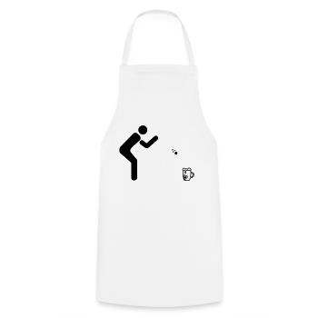 Beerpong #1 - Kochschürze - Weiß - Vorne - AI Model Male 185 dark (185cm)
