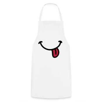Smiley Grinsen Zunge - Kochschürze - Weiß - Vorne - AI Model Male 185 dark (185cm)