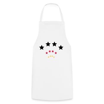 4 Sterne für Schwarz rot gold / 4 stars (3c) - Cooking Apron - white - Front - AI Model Male 185 dark (185cm)