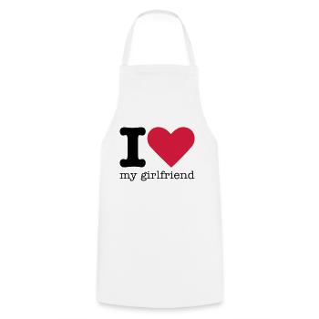 I Love My Girlfriend - Tablier de cuisine - blanc - Devant - AI Model Male 185 dark (185cm)