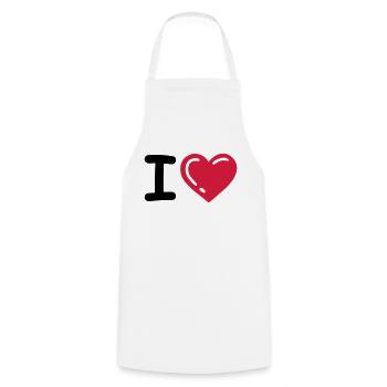 I heart / I love (Herz) 04.0 - Kochschürze - Weiß - Vorne - AI Model Male 185 dark (185cm)