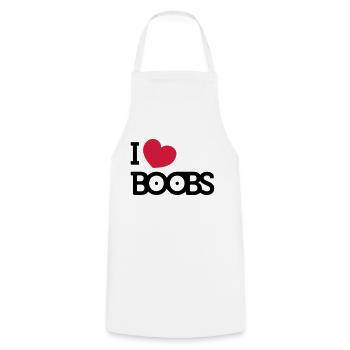 I love Boobs - Kochschürze - Weiß - Vorne - AI Model Male 185 dark (185cm)