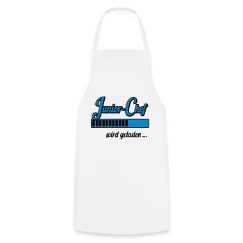 Junior chef Loading ... (pregnancy) - Cooking Apron - white - Front - AI Model Male 185 dark (185cm)