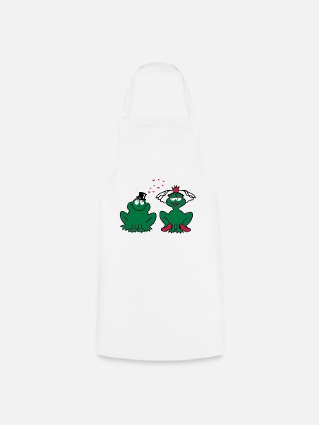 Hochzeit - JGA - Braut - Paar - Froschpärchen - 3C - Kochschürze - Weiß