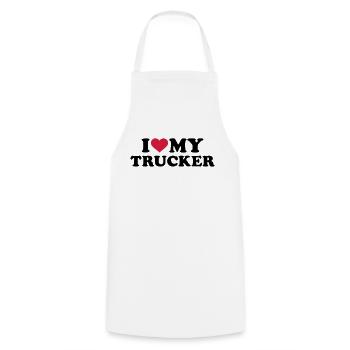 I love my Trucker - Cooking Apron - white - Front - AI Model Male 185 dark (185cm)