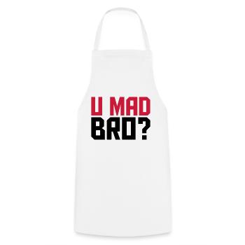 Cool U Mad Bro Text Design - Cooking Apron - white - Front - AI Model Male 185 dark (185cm)