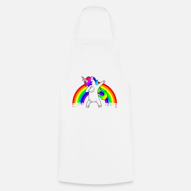 Dabbing Unicorn Regenbogen Dab Dance Einhorn Kind - Kochschürze - Weiß