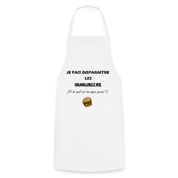 je fais disparaître les hamburgers cadeau humour - Tablier de cuisine - blanc - Devant - AI Model Male 185 dark (185cm)