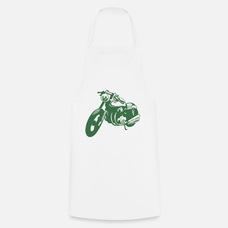 Green Cafe Racer - Gift - Idea - Cooking Apron - white