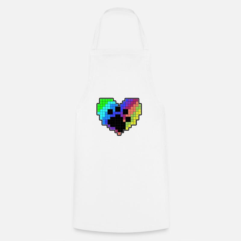Coeur de pixel avec une patte - Tablier de cuisine - blanc
