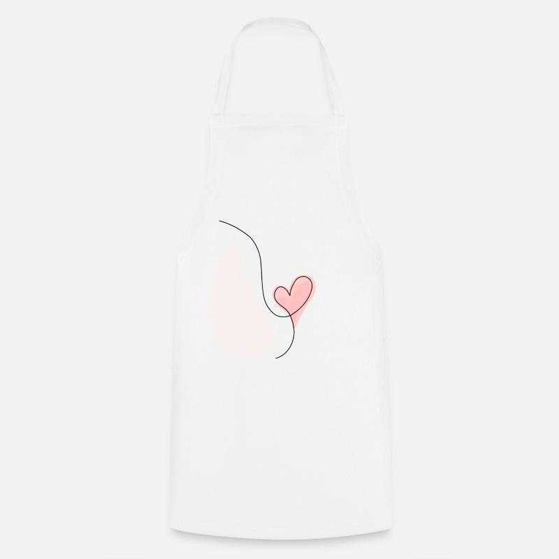 Abstract heart line drawing - Cooking Apron - white