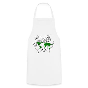 Hands with world map - Cooking Apron - white - Front - AI Model Male 185 dark (185cm)