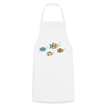 Poisson Cichlide Eau Mer Graffiti Dessin - Tablier de cuisine - blanc - Devant - AI Model Male 185 dark (185cm)