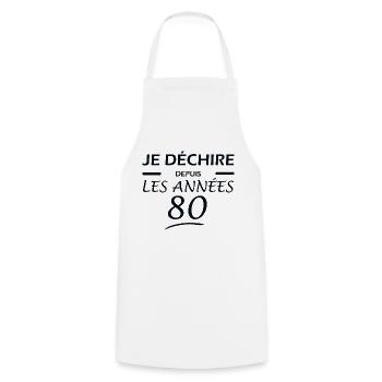 JE DECHIRE DEPUIS LES ANNEE 80 - Tablier de cuisine - blanc - Devant - AI Model Male 185 dark (185cm)