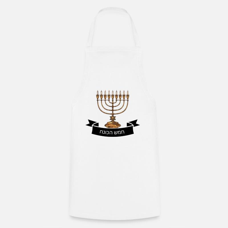חנוכה שמח joyeux Hanoukka - Tablier de cuisine - blanc