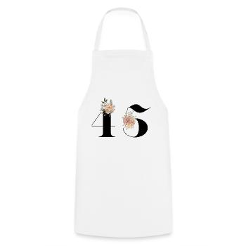 45th Anniversary Flowers (Gift of 45 years) - Cooking Apron - white - Front - AI Model Male 185 dark (185cm)