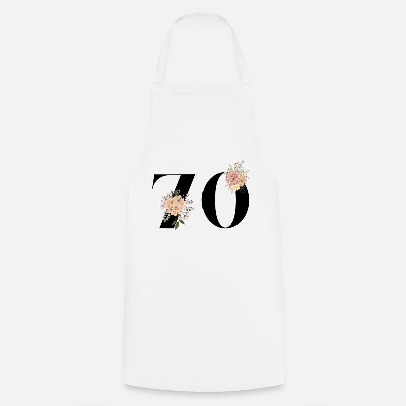 70e anniversaire fleuris (Cadeau de 70 ans) - Tablier de cuisine - blanc