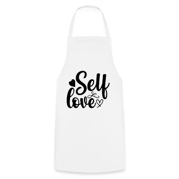 Self love - citation positive - Tablier de cuisine - blanc - Devant - AI Model Male 185 dark (185cm)