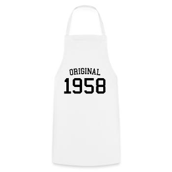 Original 1958 - 64 ans, cadeau du 64e anniversaire - Tablier de cuisine - blanc - Devant - AI Model Male 185 dark (185cm)