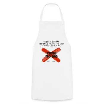 I love clothes / Happy Birthday Yung - Cooking Apron - white - Front - AI Model Male 185 dark (185cm)